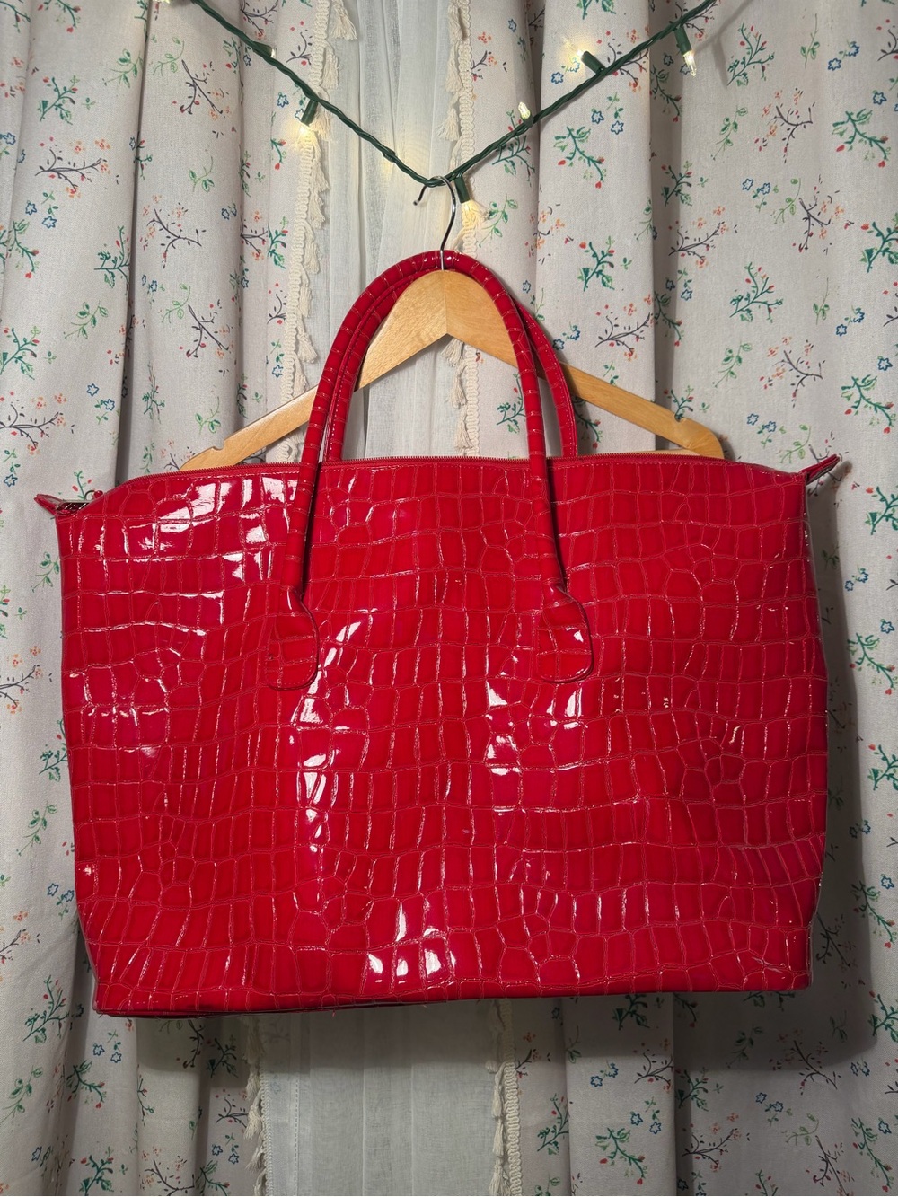 Elizabeth Arden Red Croc-Embossed Patent Tote